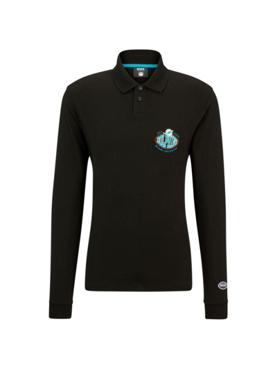 Hugo Boss Boss X Nfl Long-sleeved Polo Shirt With Collaborative Branding In Dolphins