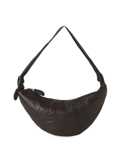 Lemaire Large Croissant Crossbody Bag In Dark Chocolate