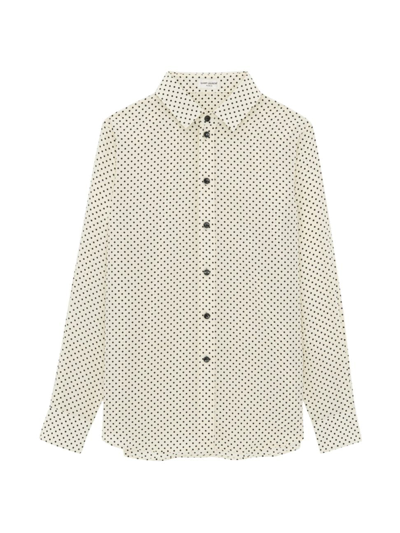 Saint Laurent Women's Classic Shirt In Dotted Crepe De Chine In White