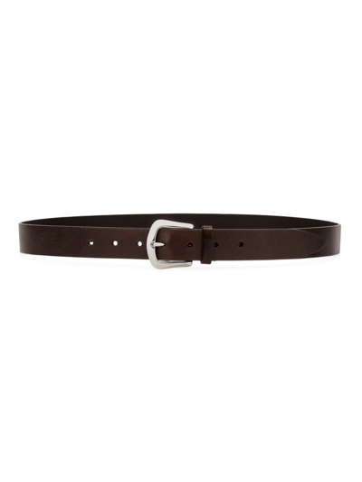 Brunello Cucinelli Men's Pull-up Calfskin Belt In Pine Cone Brown