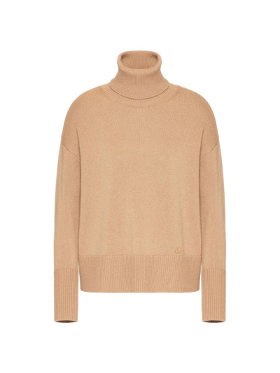 Valentino Iconic Studs Cashmere Jumper In Brown