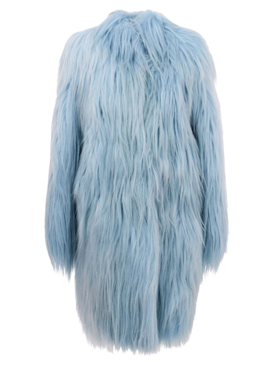 Gorski Goat Fur Long Stroller Coat In Blue