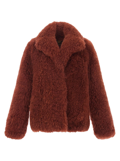 Gorski Belted Cashmere Goat Fur Jacket In Caramel