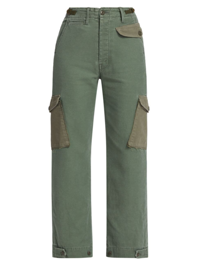 Mother The G.i. Jane Greaser Nerdy Straight-leg Trousers In Green