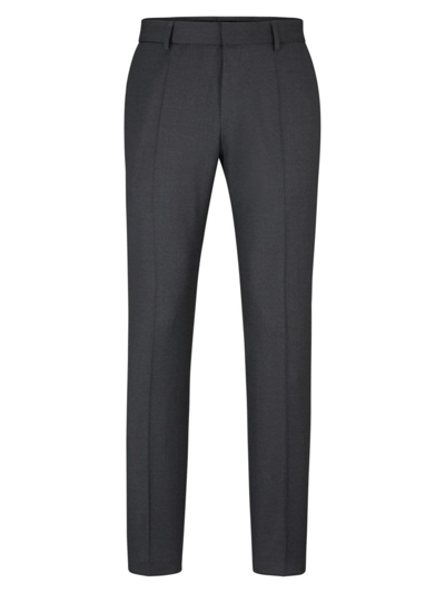 Hugo Boss Formal Trousers In Virgin-wool Serge In Dark Grey