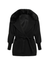 Gorski Women's Belted Jacket With Shearling Lamb Collar In Black