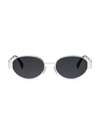 Celine Men's Triomphe 54mm Oval Sunglasses In Silver