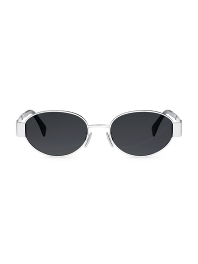 Celine Men's Triomphe 54mm Oval Sunglasses In Silver
