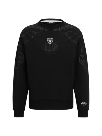 Hugo Boss Boss X Nfl Cotton-blend Sweatshirt With Collaborative Branding In Raiders