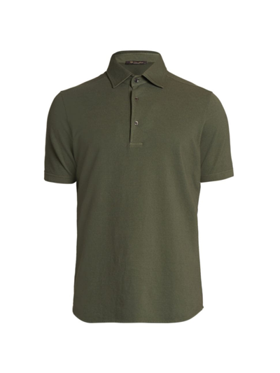 Loro Piana Men's Piqué Dyed Polo Shirt In Midnight Garden