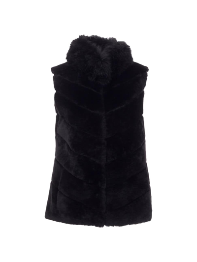 Gorski Women's Reversible Shearling Lamb Vest With Cashmere Goat Trim In Black