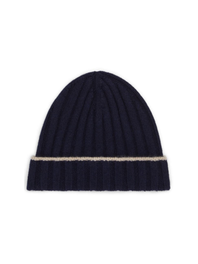 Brunello Cucinelli Contrast Line Beanie In Blue