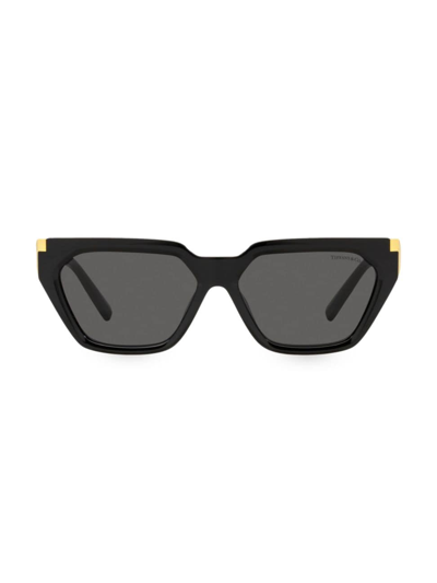 Tiffany & Co T-logo Propionate Plastic Cat-eye Sunglasses In Black