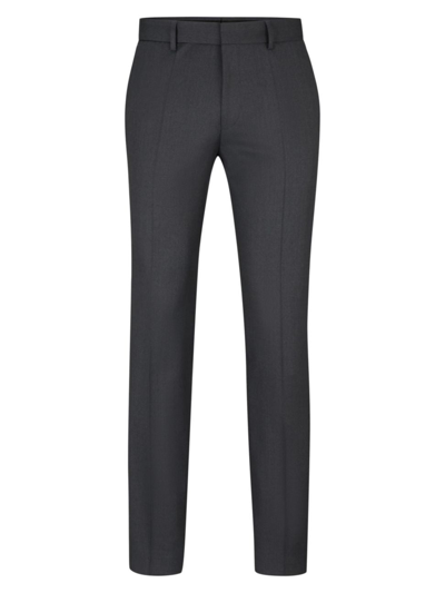 Hugo Boss Men's Formal Trousers In Virgin-wool Serge In Dark Grey