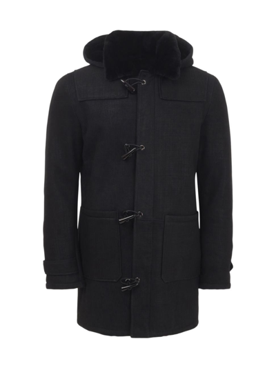 Gorski Men's Shearling Lamb Parka Jacket In Black