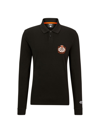 Hugo Boss Boss X Nfl Long-sleeved Polo Shirt With Collaborative Branding In 49ers Charcoal