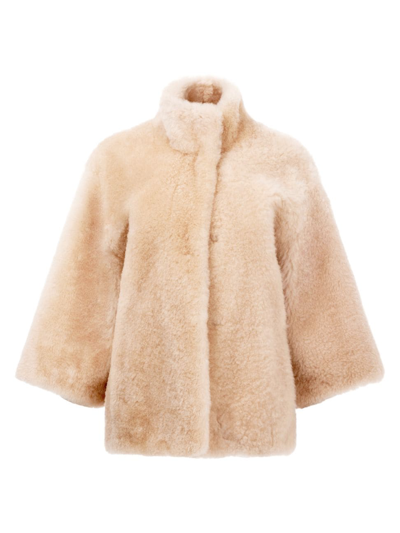 Gorski Cashmere Goat Fur Coat W/ Belt In Palomino