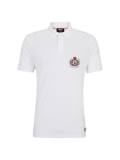 Hugo Boss Boss X Nfl Cotton-piqu Polo Shirt With Collaborative Branding In Bears