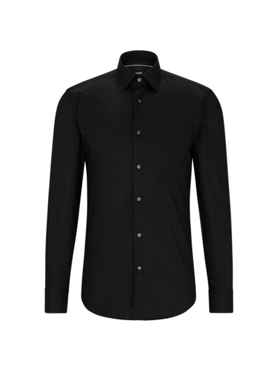 Hugo Boss Slim-fit Shirt In Easy-iron Cotton Poplin In Black