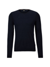 Hugo Boss Slim-fit Sweater In Virgin Wool In Dark Blue