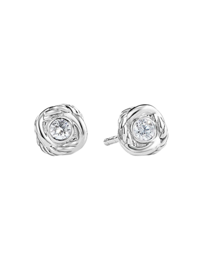 David Yurman Women's Infinity Stud Earrings In 18k White Gold With Diamonds