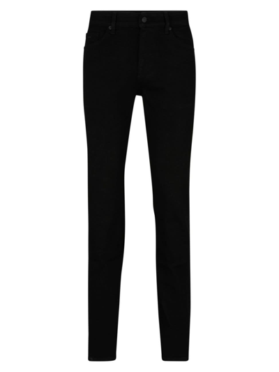 Hugo Boss Regular-fit Jeans In Black-black Italian Denim In Dark Blue 403