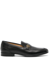 BALLY SUISSE LOGO-PLAQUE LEATHER LOAFERS