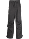 JUUNJ WAFFLE-EFFECT DRAWSTRING TRACK trousers