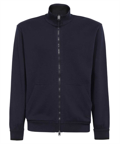 Brioni Men's Basketweave Stitch Full-zip Sweater In Blue