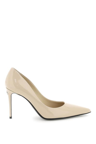 Dolce & Gabbana Patent Leather Pumps In Beige