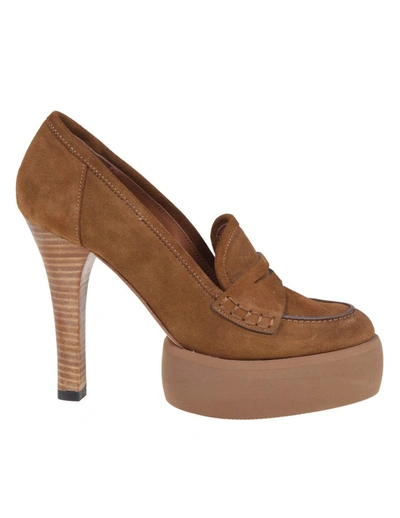 Paloma Barceló Walnut Color Suede Mabel Moccasin In Brown