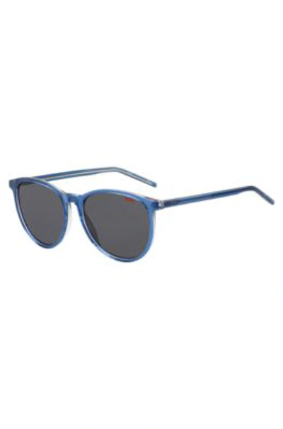 Hugo Blue-acetate Sunglasses With Logo Details Men's Eyewear