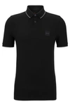 Hugo Boss Stretch-cotton Slim-fit Polo Shirt With Logo Patch In Black