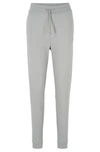 Hugo Boss Cotton-terry Tracksuit Bottoms With Stripe And Logo In Grey