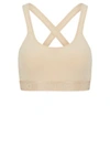 Hugo Boss Bralette In Organic Stretch Cotton With Repeat Logos In Light Beige