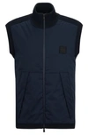 Hugo Boss Regular-fit Gilet With Logo Patch In Dark Blue