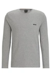 Hugo Boss Long Sleeve Waffle Knit Cotton Blend T-shirt In Grey