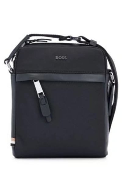 Hugo Boss Zipped Reporter Bag With Logo Lettering In Black