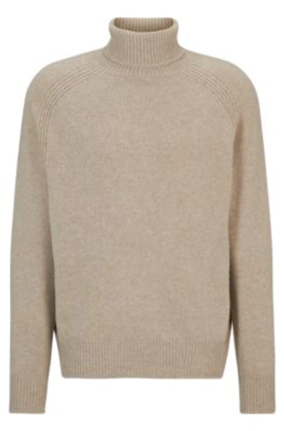 Hugo Boss Relaxed-fit Rollneck Sweater In Virgin Wool In White