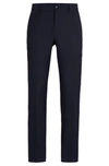 Hugo Boss Slim-fit Pants In Micro-patterned Virgin Wool In Dark Blue