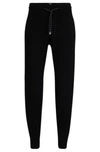 Hugo Boss Regular-fit Tracksuit Bottoms In Virgin Wool In Black