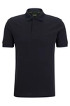 Hugo Boss Mercerized-cotton Polo Shirt With Jacquard Pattern In Dark Blue