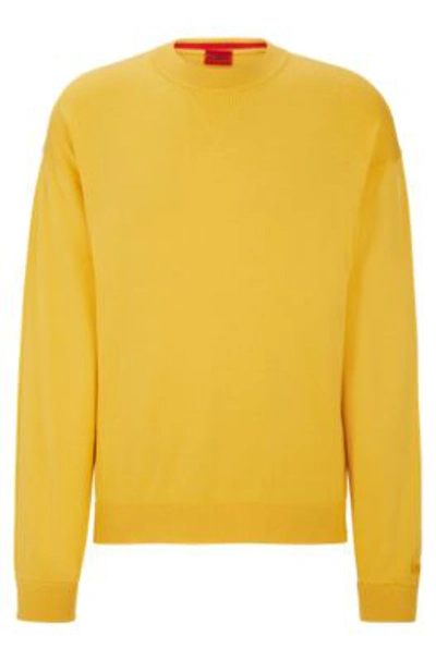 Hugo Boss Sweater With Embroidered Logo In Yellow