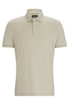 Hugo Boss Mercerized-cotton Polo Shirt With Mother-of-pearl Buttons In Light Beige