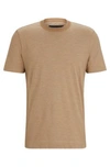 HUGO BOSS COTTON-SILK T-SHIRT WITH FINELINE STRIPES AND DOUBLE COLLAR