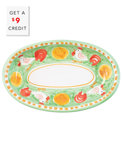 Vietri Campagna Gallina Small Oval Tray With $9 Credit In Green