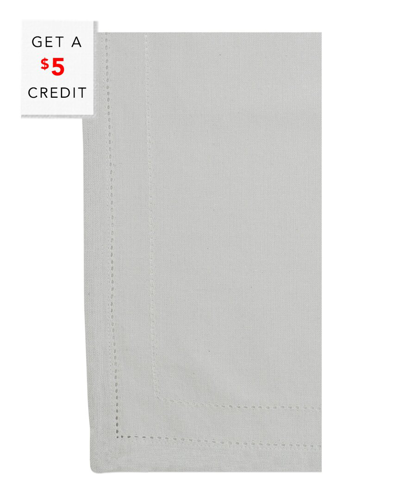 Vietri Set Of 4 Cotone Linens Light Grey Napkins With Double Stitching