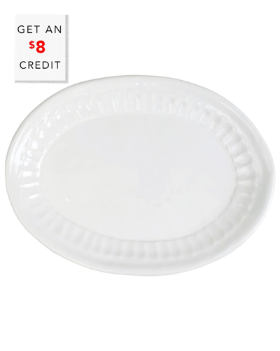 Vietri Pietra Serena Small Oval Platter With $8 Credit In White