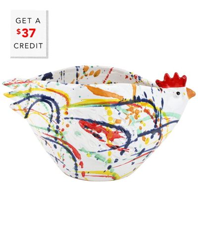 Vietri Gallo Figural Splatter Hen With $37 Credit In White