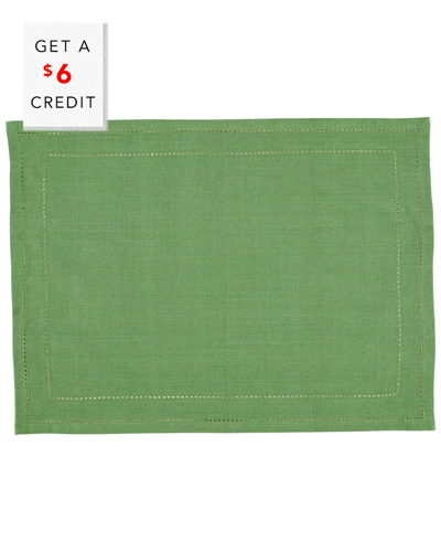 Vietri Set Of 4 Cotone Linens Sage Placemats With Double Stitching With $4 Credit In Green